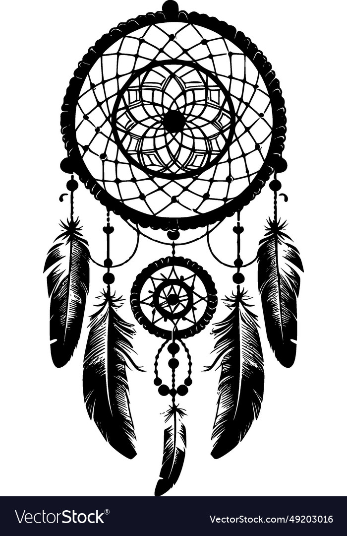 Dream Catcher - Black and White Isolated Icon - Vector