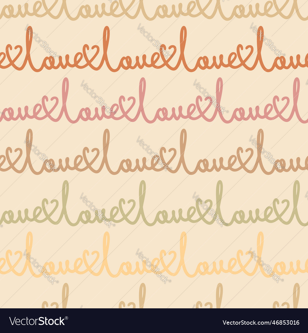 Love text one line word seamless pattern Vector Image