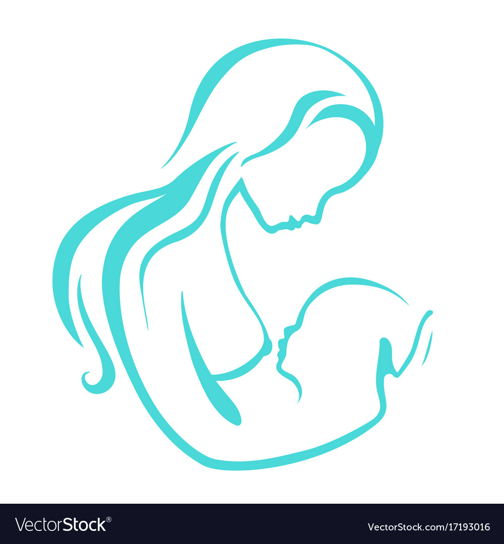 Mother feeding child by breast on background Vector Image