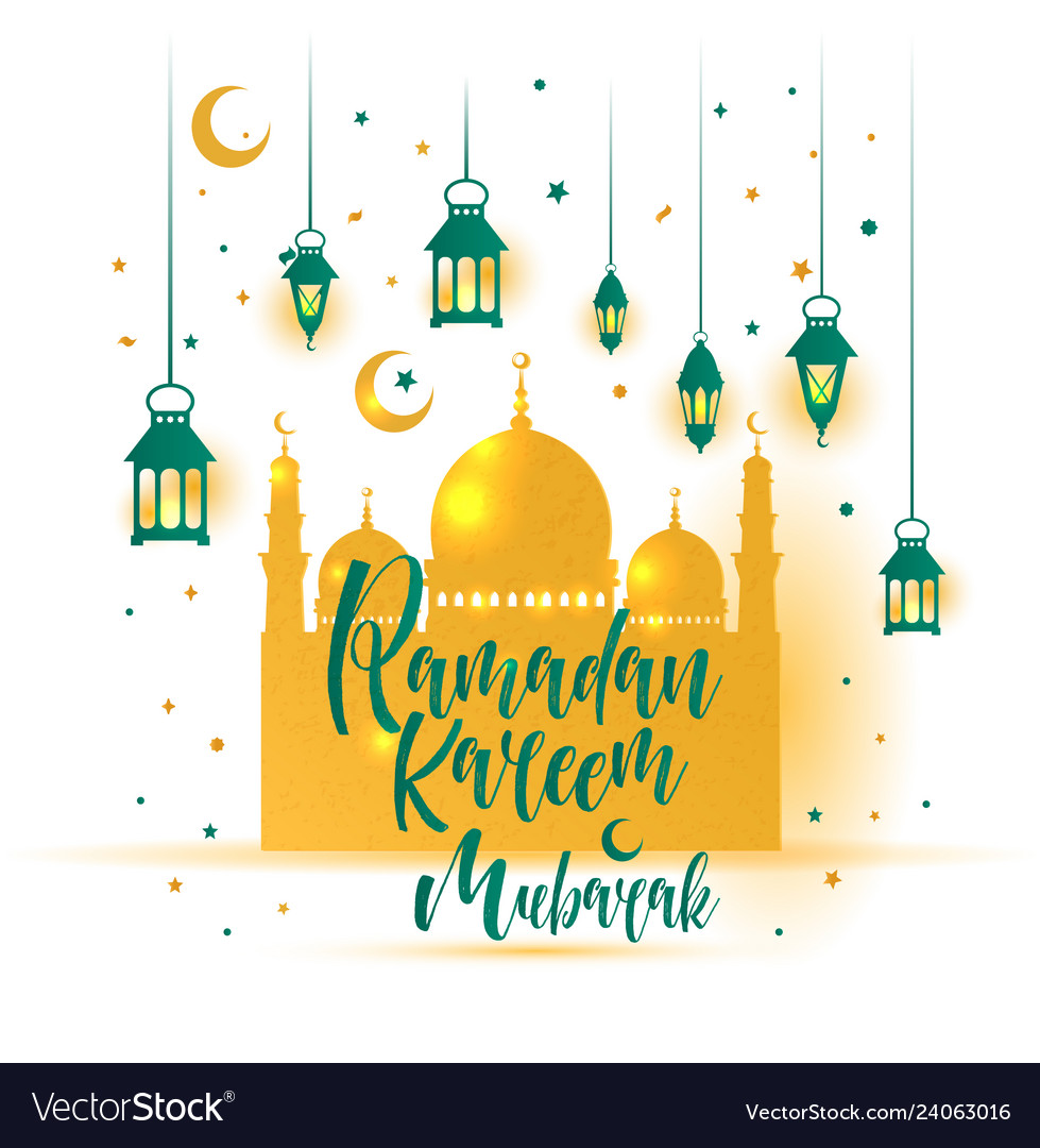 Ramadan kareem islamic with 3d cute Royalty Free Vector