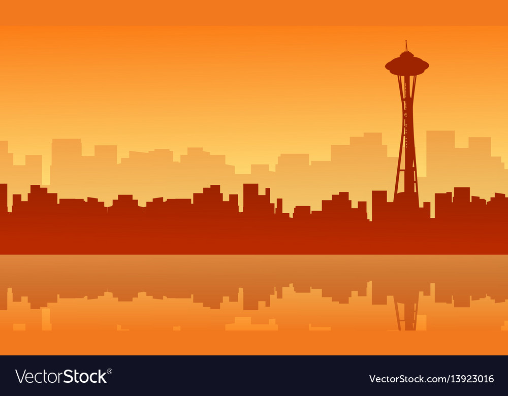 Scenery seattle space needle tower silhouettes Vector Image