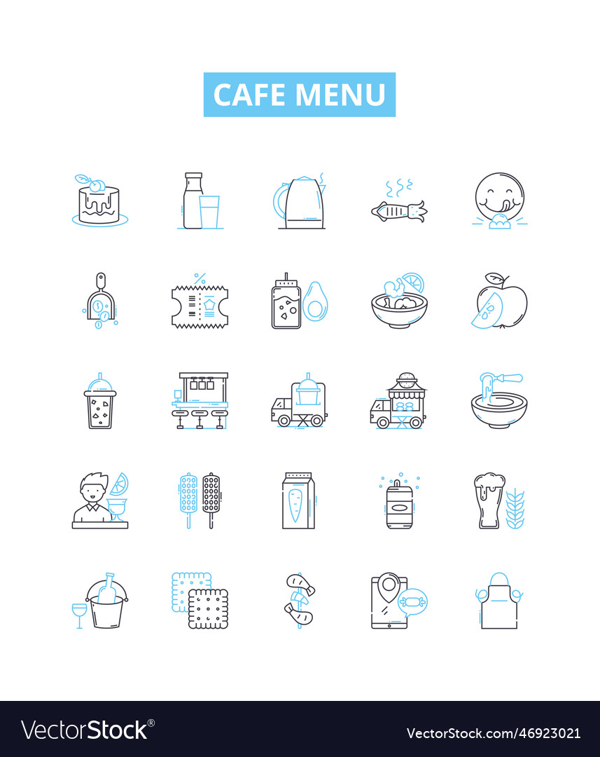 Cafe menu line icons set coffees desserts Vector Image