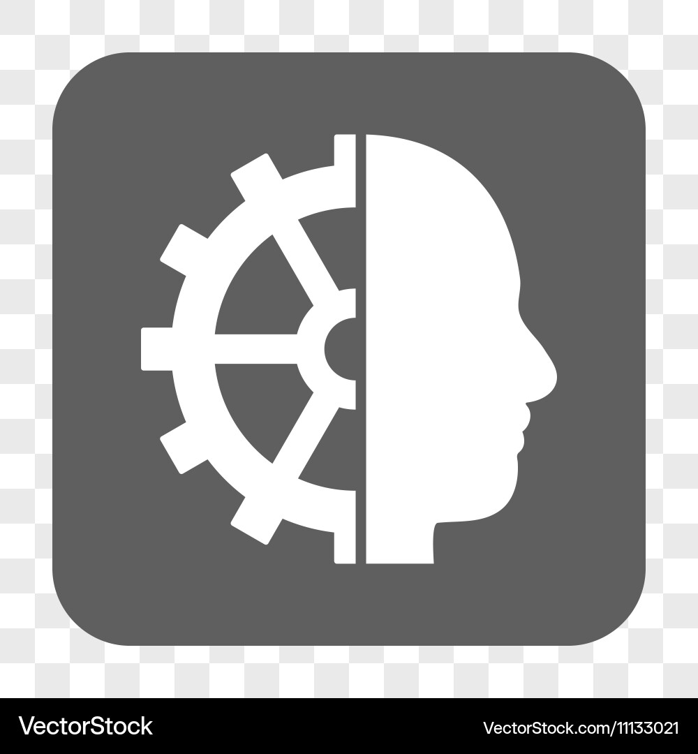 Cyborg gear rounded square button Royalty Free Vector Image