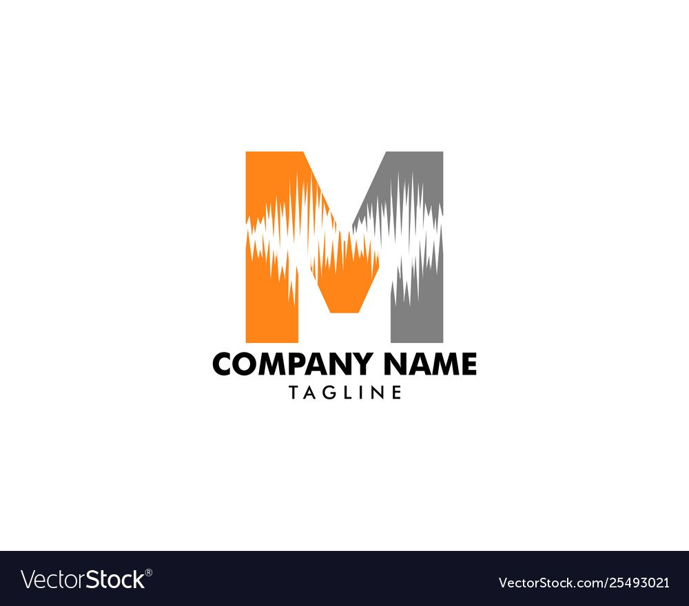 Letter m logo with wave sound shape