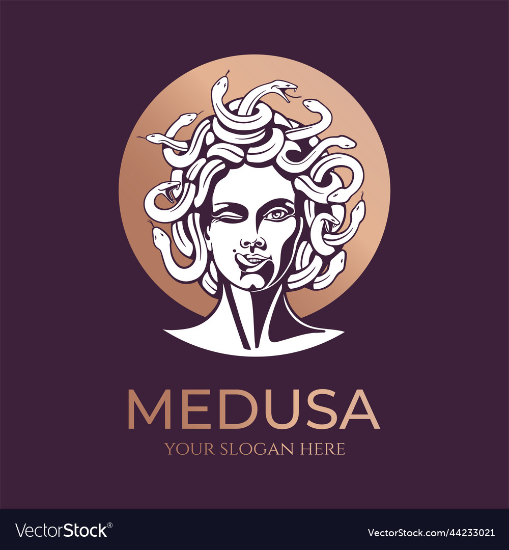 Medusa gorgon logo head of a woman with snakes Vector Image