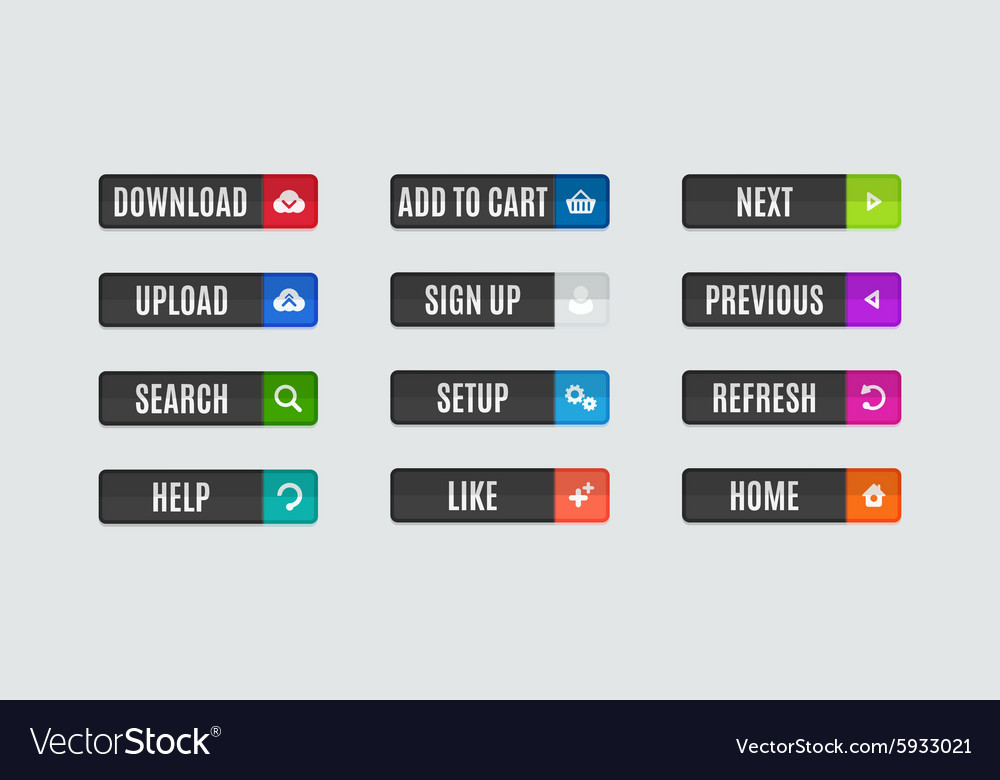 Modern flat design website navigation buttons Vector Image