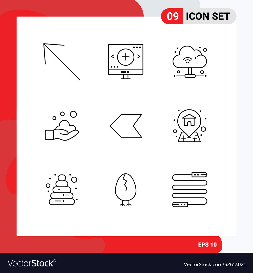 Stock icon pack 9 line signs and symbols