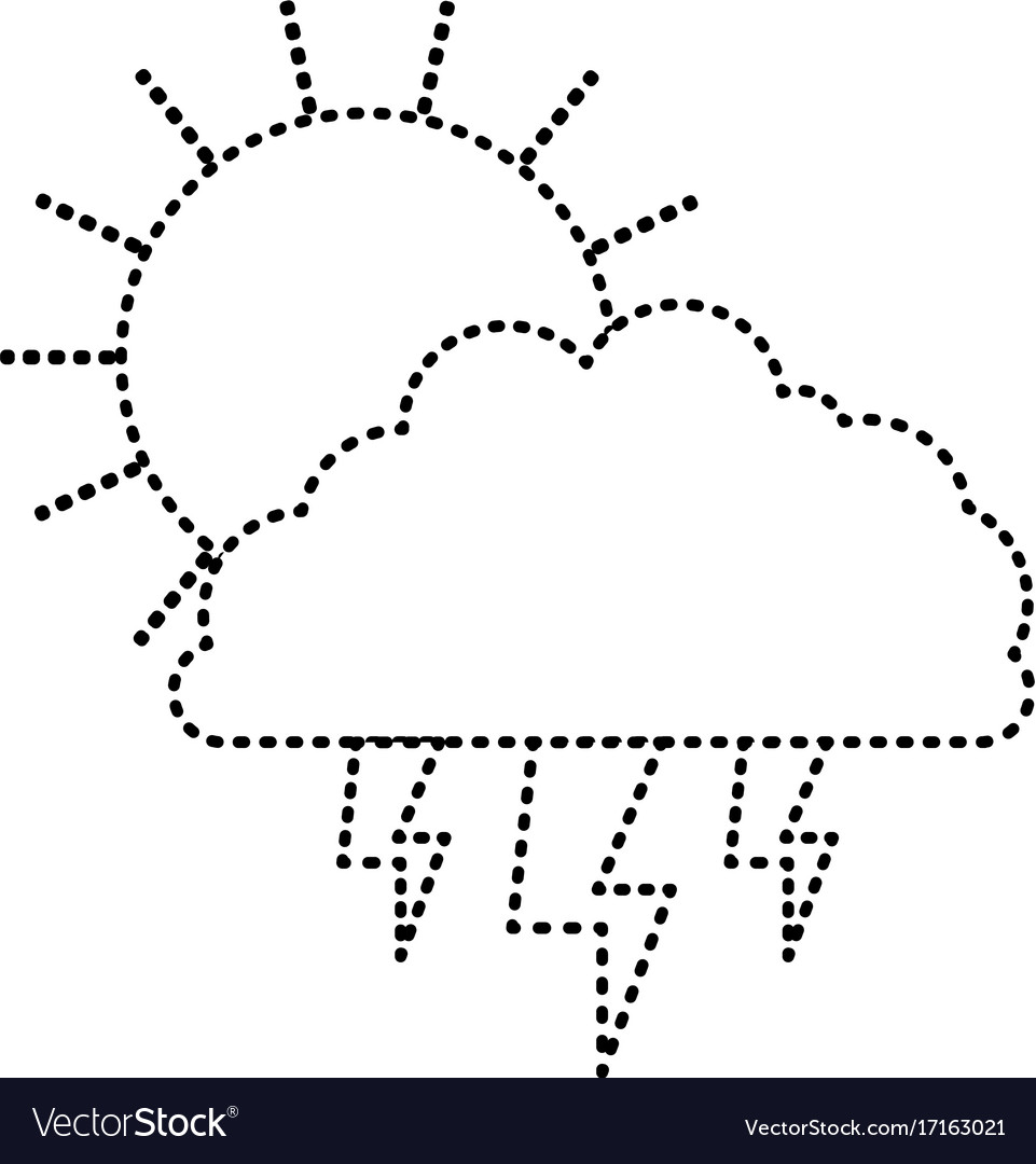 Sun cloud and lightning monochrome sticker