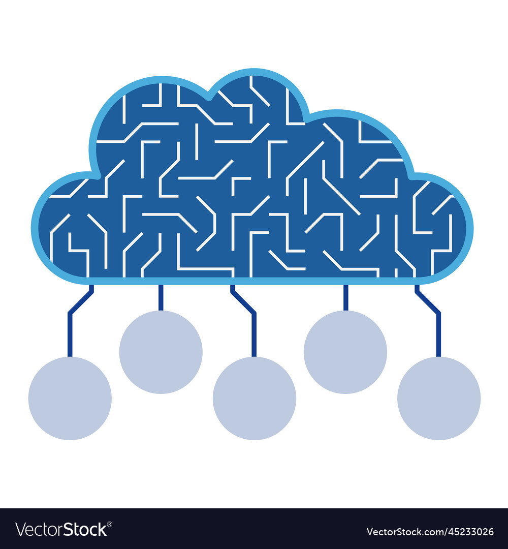 Blue cloud connected with dots infographic chart