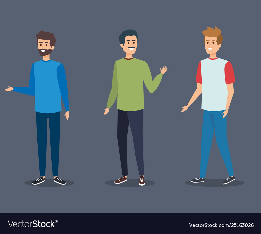 Nice Boys With Hairstyle And Casual Clothes Vector Image
