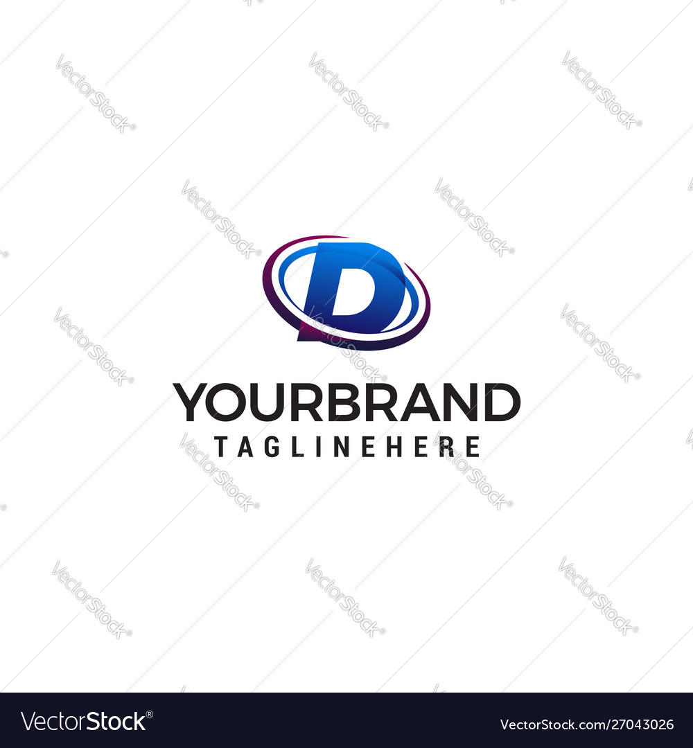 Swoosh letter d technology logo concept template Vector Image