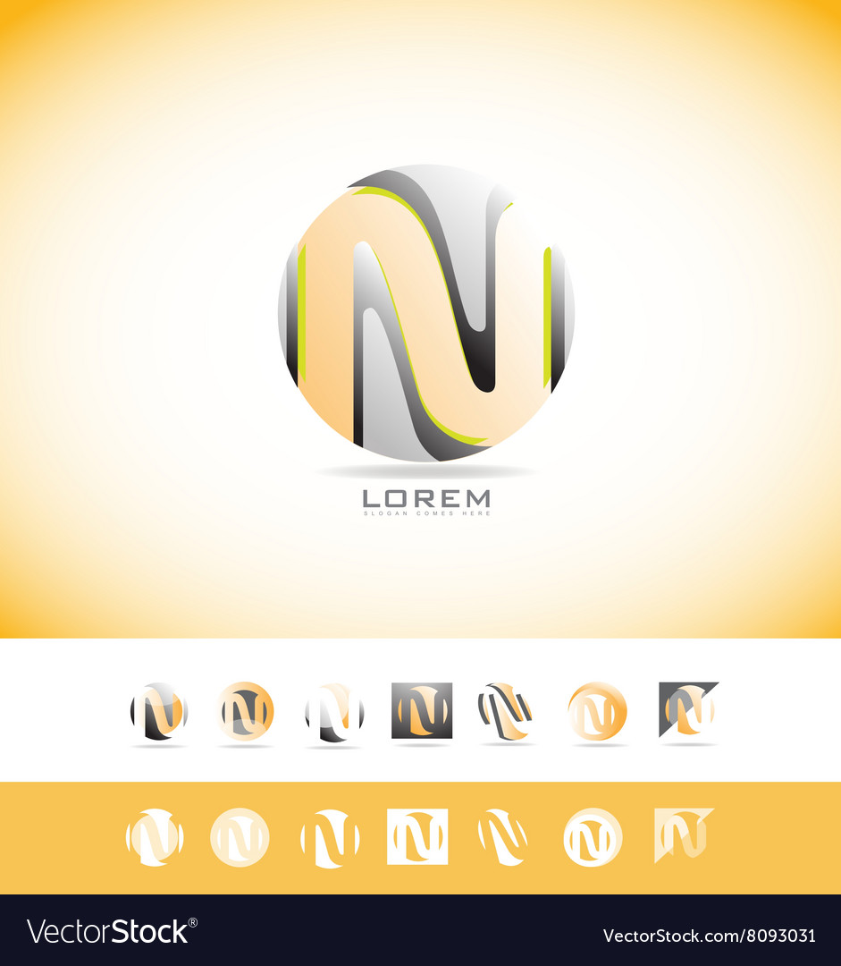 Alphabet letter n sphere logo icon set