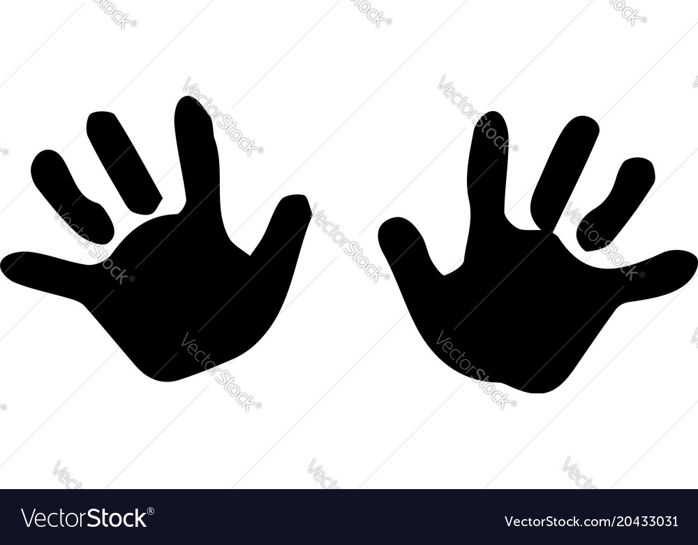 Download Black silhouette of baby hand prints isolated on Vector Image