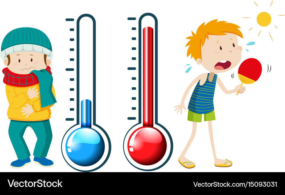 Boys in winter and summer Royalty Free Vector Image