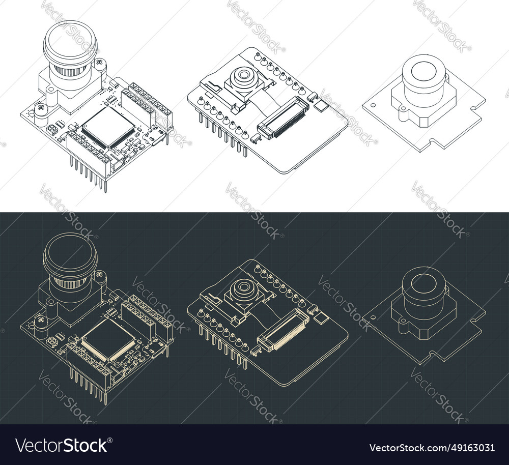 Camera modules blueprints Royalty Free Vector Image