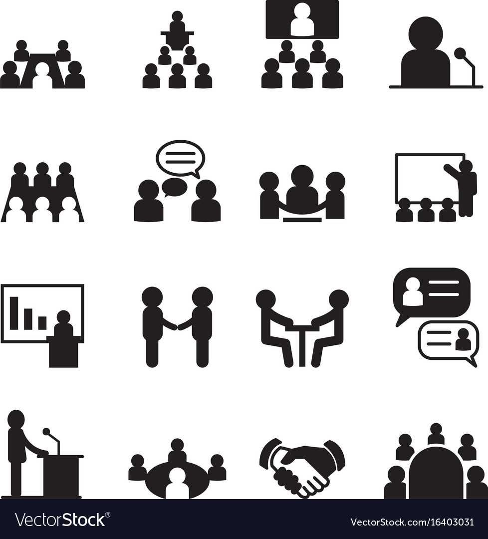 Conference icon set Royalty Free Vector Image - VectorStock