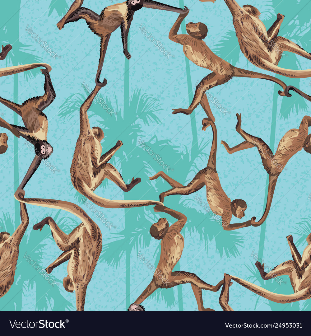 Monkey jungle seamless pattern Royalty Free Vector Image