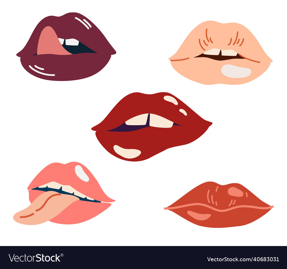 Womans lip set trendy lipstick colors makeup girl Vector Image