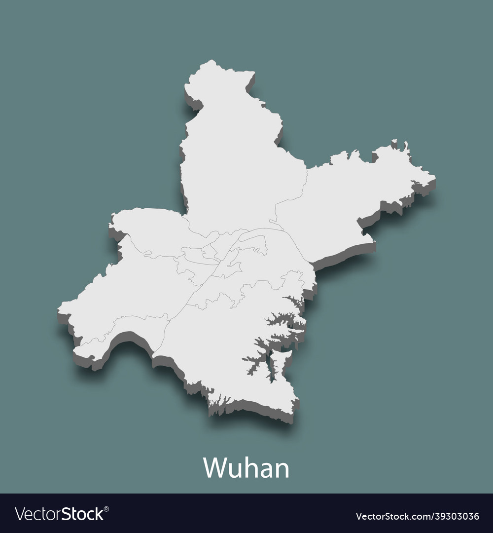 3d isometric map of wuhan is a city china Vector Image