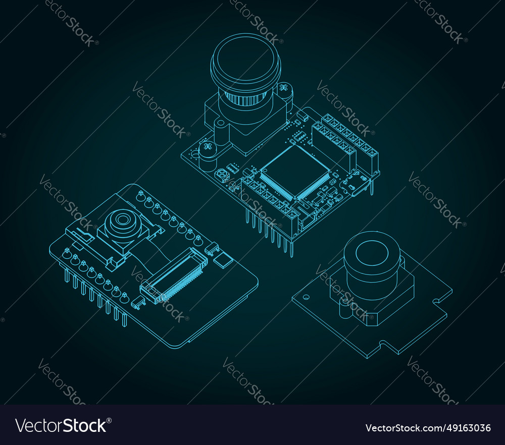 Camera modules drawings Royalty Free Vector Image