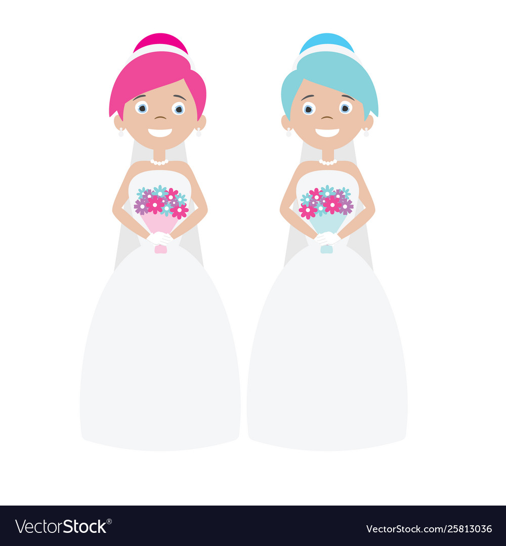 cartoon gay women wedding