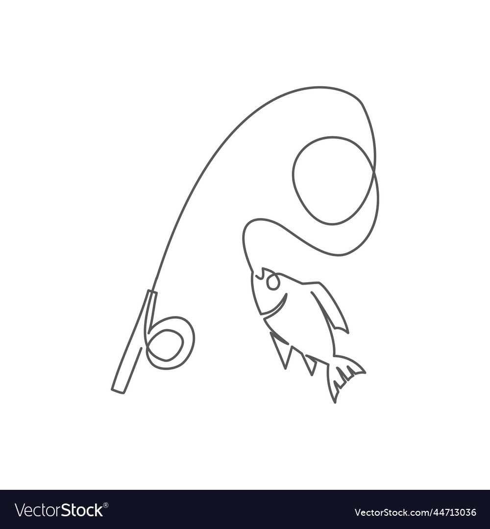 Fishing one line drawing on white background Vector Image