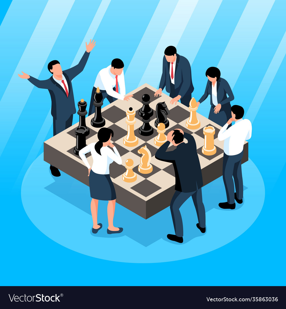 Isometric chess business composition Royalty Free Vector