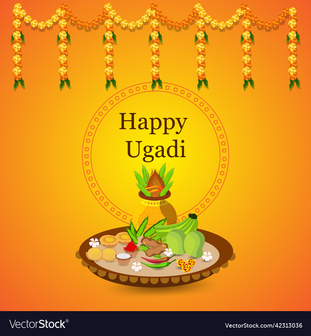 Ugadi festival greeting card design Royalty Free Vector