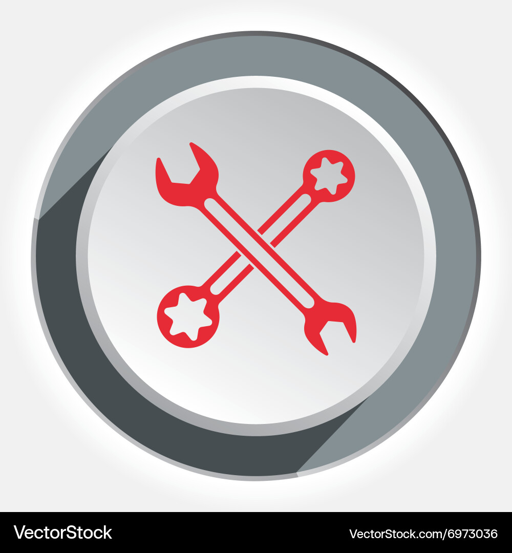 Wrench key icon Repair fix tool symbol Round Vector Image