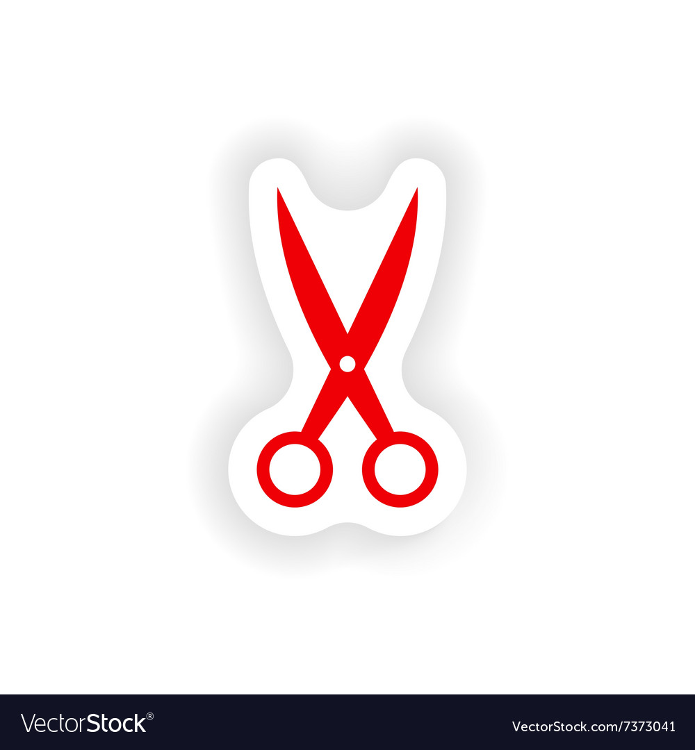 Icon sticker realistic design on paper scissors