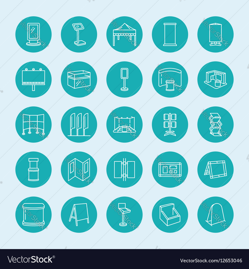 Advertising Exhibition Banner Stands Display Line Vector Image