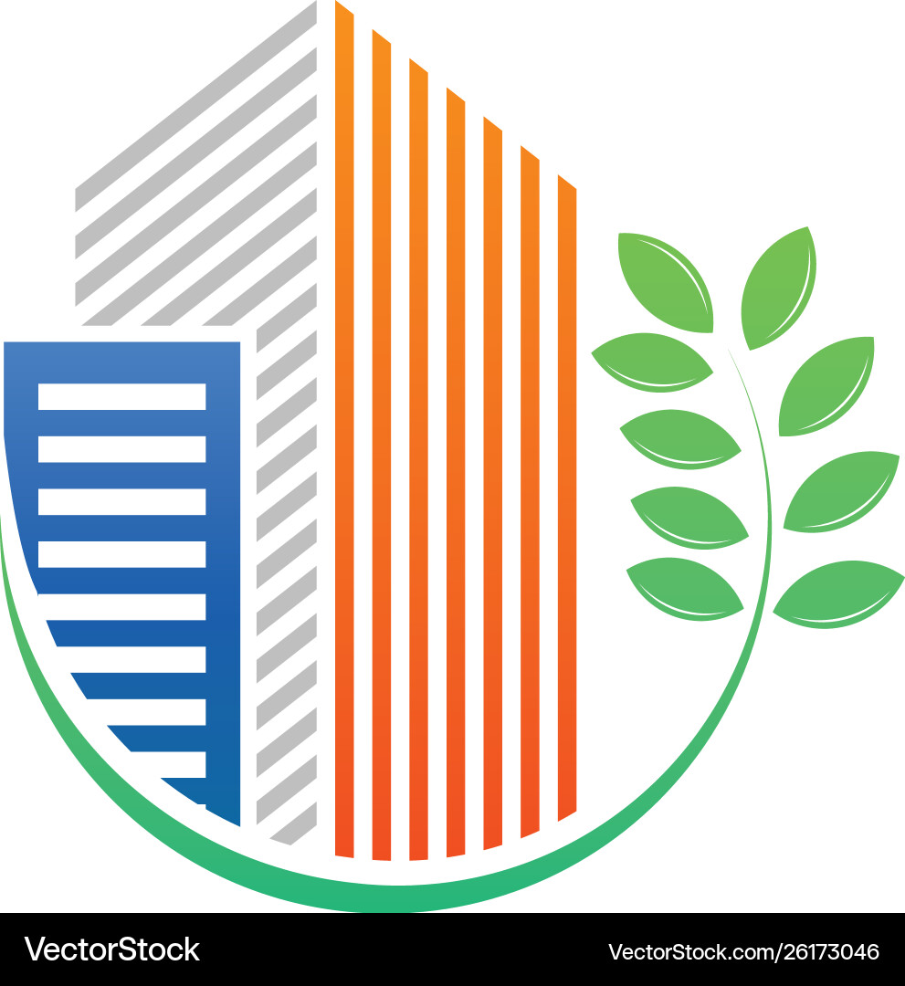 Building leaf logo template Royalty Free Vector Image