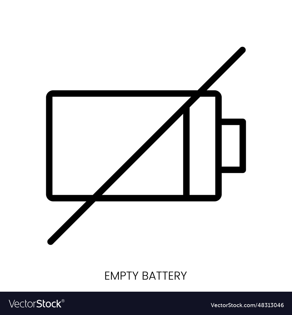 Empty battery icon line art style design isolated Vector Image