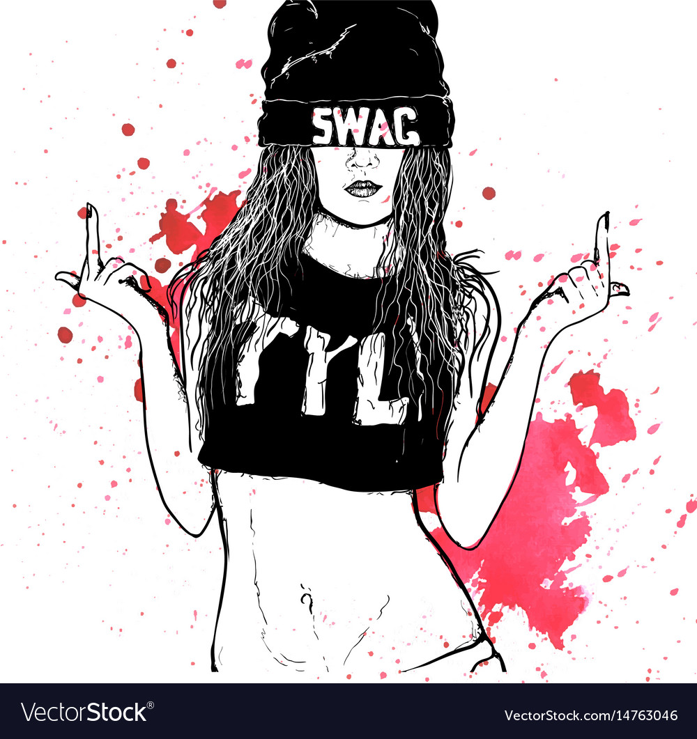 Hip hop swag girl Royalty Free Vector Image - VectorStock