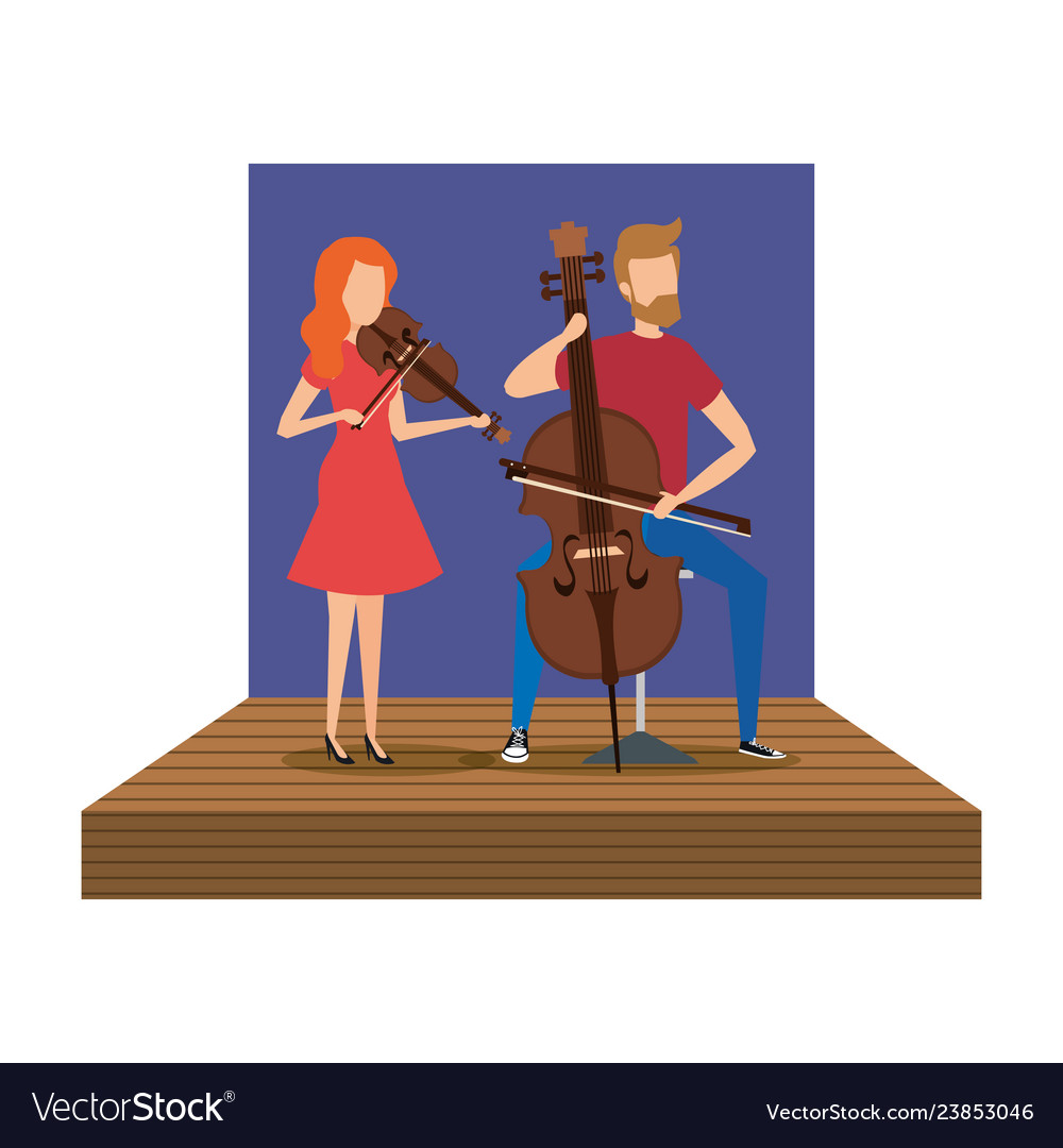 Musical duet on stage avatars characters Vector Image