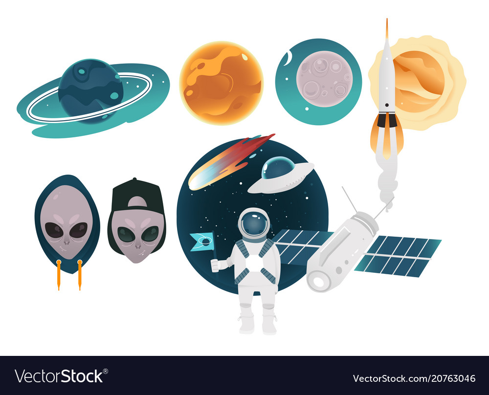 Outer space theme objects set with different Vector Image