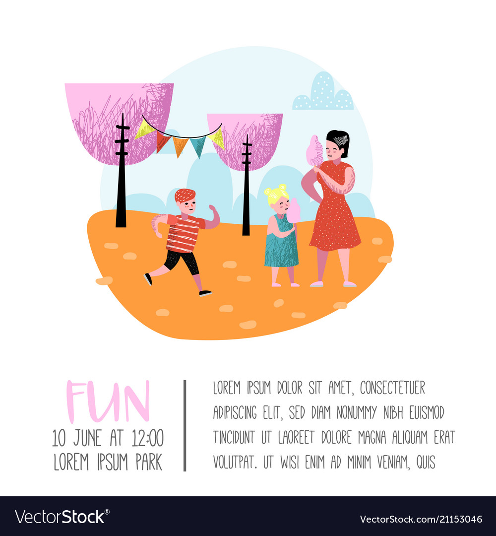 Summer fun fair poster banner amusement park Vector Image