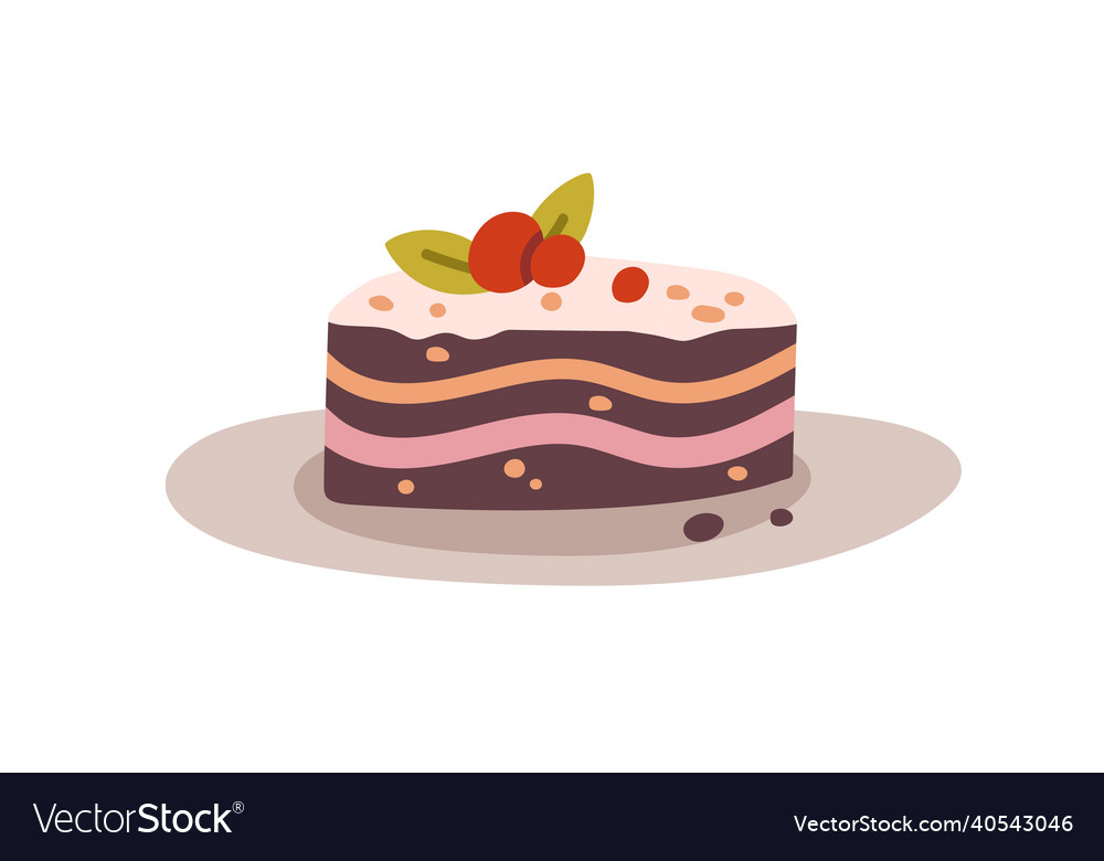 Sweet cake piece sugar chocolate dessert Vector Image