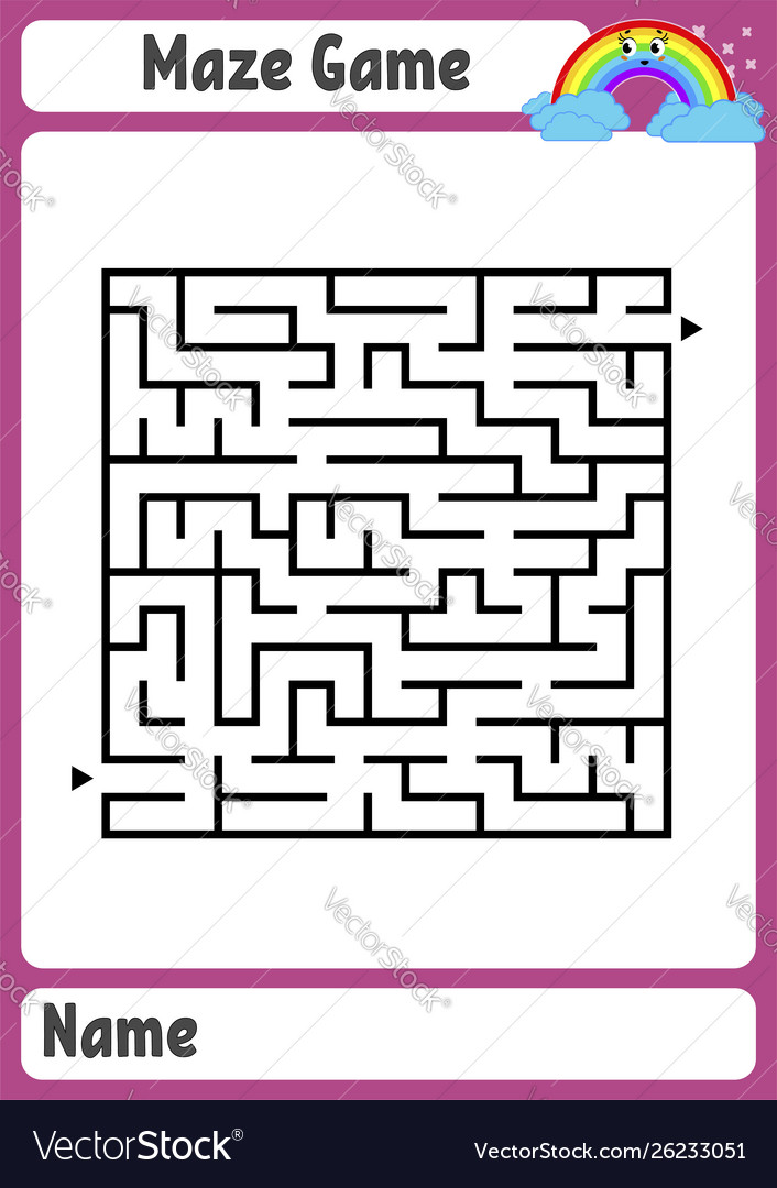 Abstract square maze kids worksheets game puzzle Vector Image