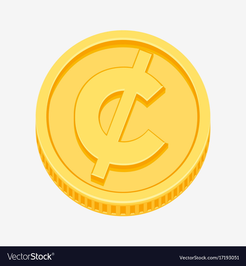 Cent centavo peso currency symbol on gold coin Vector Image