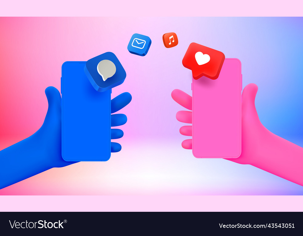 People using smartphones for file sharing 3d Vector Image