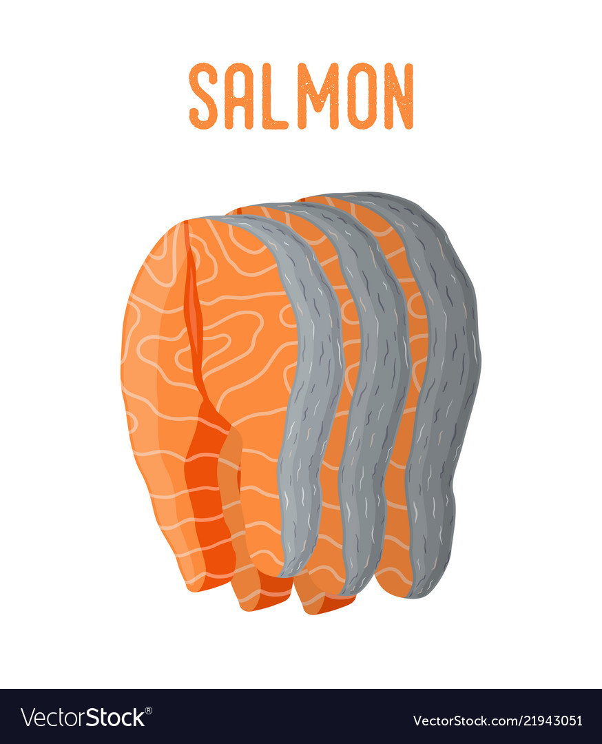 Salmon seafood fresh fish orange fillet Royalty Free Vector