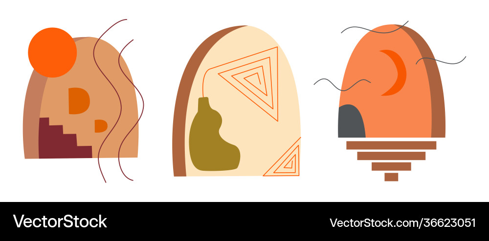 Set abstract art arch card Royalty Free Vector Image