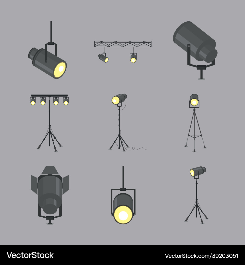 Spotlight icon collection Royalty Free Vector Image
