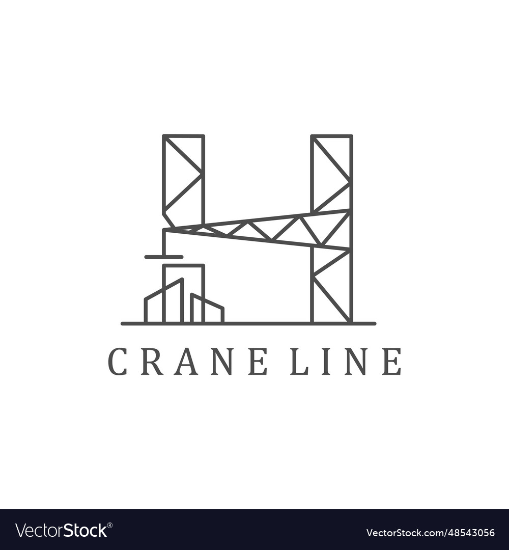 Crane logo with lineart design icon Royalty Free Vector