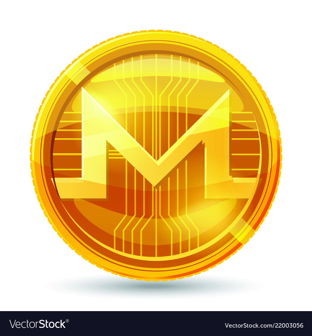 Golden monero coin crypto currency blockchain Vector Image