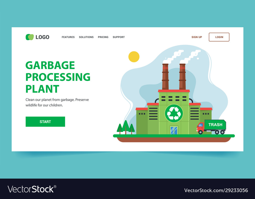 Landing page for recycling green plant