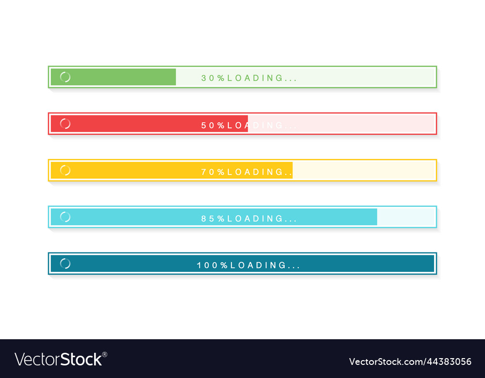 Loading bar set with icons color gradient lines Vector Image