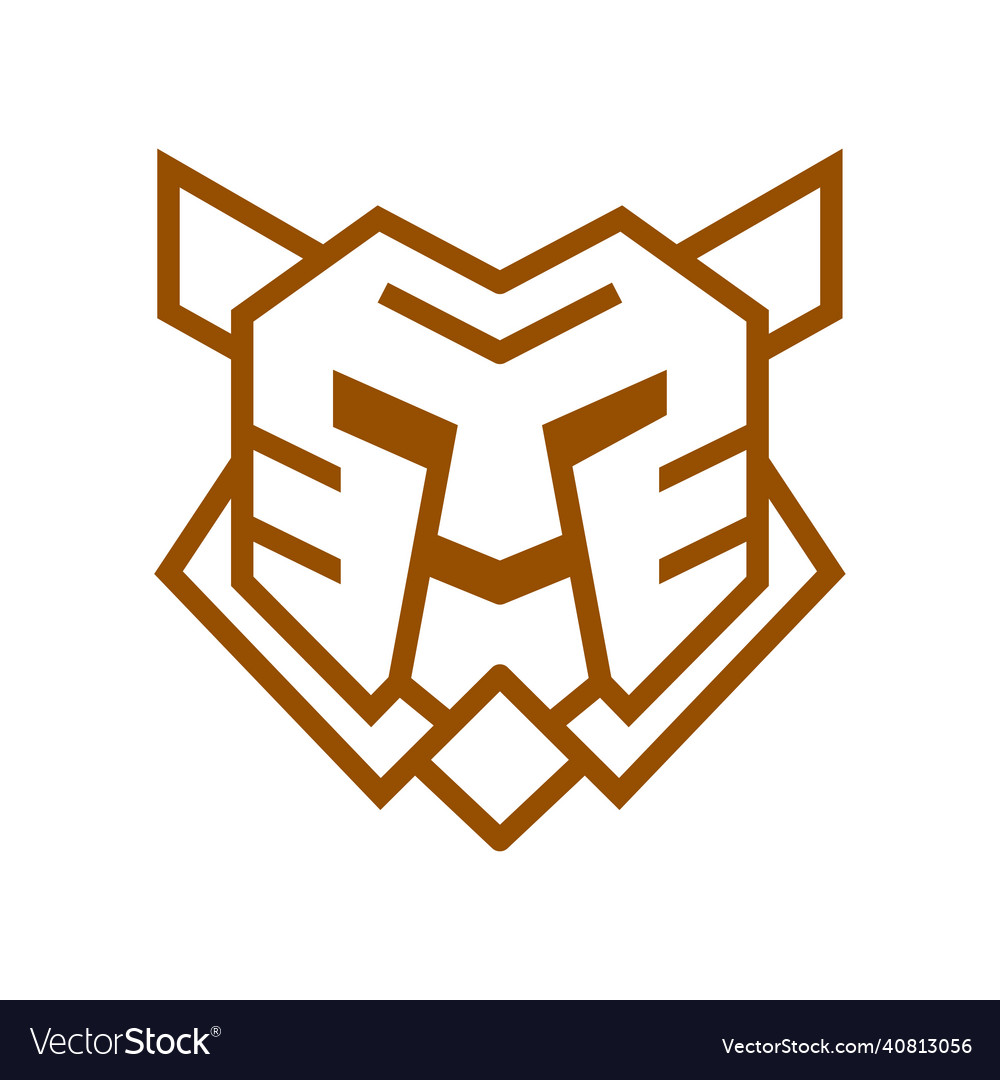 Wild tiger head with crown and logo Royalty Free Vector