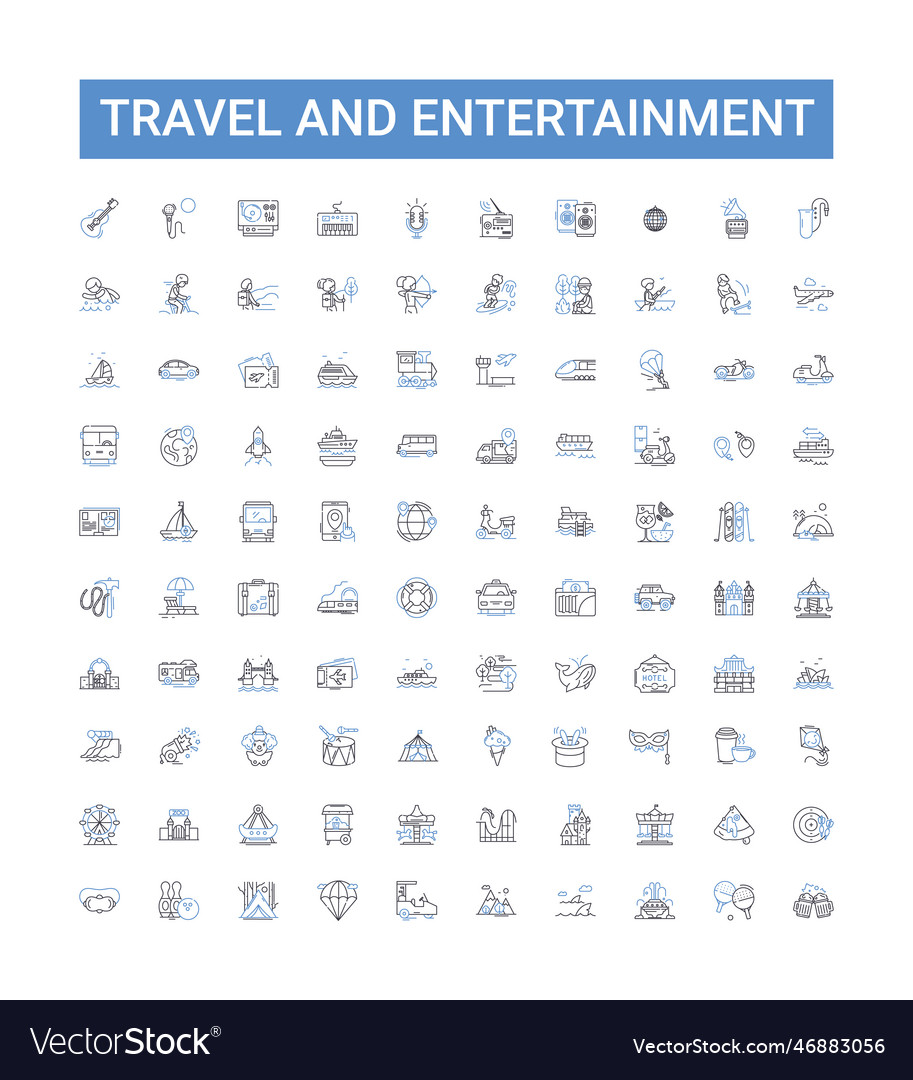 Travel and entertainment outline icons collection Vector Image